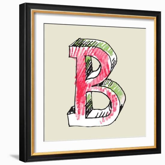 Crayon Alphabet, Hand Drawn Letter B-Andriy Zholudyev-Framed Art Print