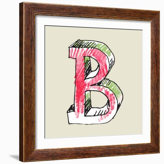 Crayon Alphabet, Hand Drawn Letter B-Andriy Zholudyev-Framed Premium Giclee Print
