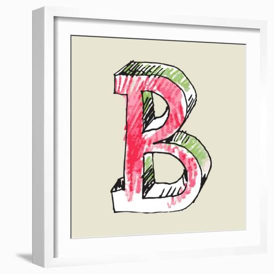 Crayon Alphabet, Hand Drawn Letter B-Andriy Zholudyev-Framed Premium Giclee Print