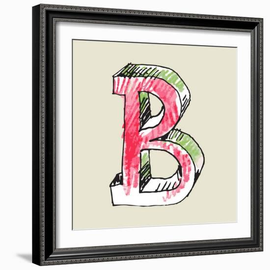 Crayon Alphabet, Hand Drawn Letter B-Andriy Zholudyev-Framed Premium Giclee Print