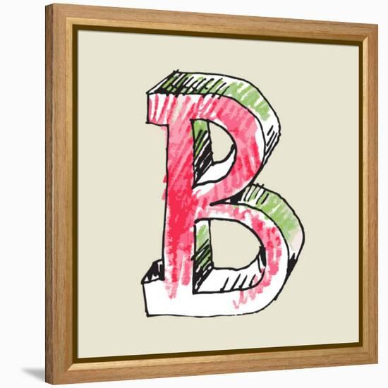 Crayon Alphabet, Hand Drawn Letter B-Andriy Zholudyev-Framed Stretched Canvas