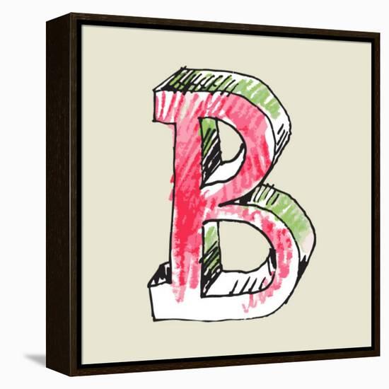 Crayon Alphabet, Hand Drawn Letter B-Andriy Zholudyev-Framed Stretched Canvas