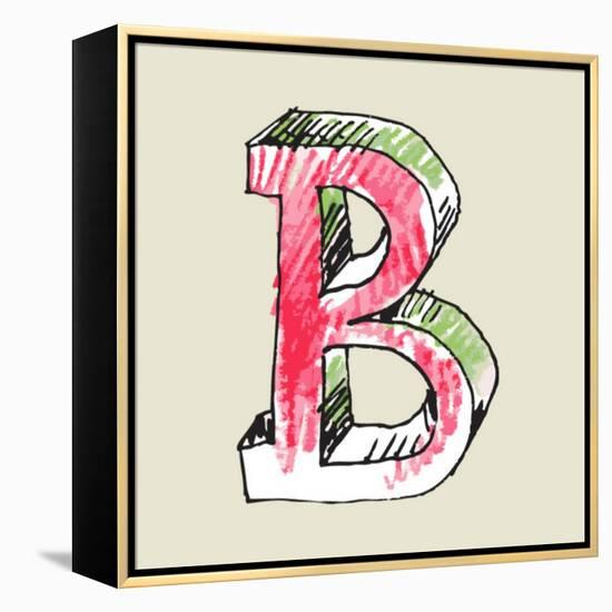 Crayon Alphabet, Hand Drawn Letter B-Andriy Zholudyev-Framed Stretched Canvas