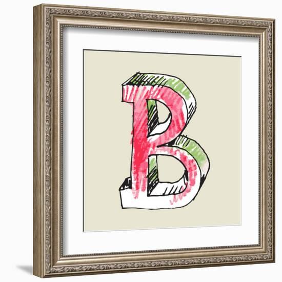 Crayon Alphabet, Hand Drawn Letter B-Andriy Zholudyev-Framed Art Print