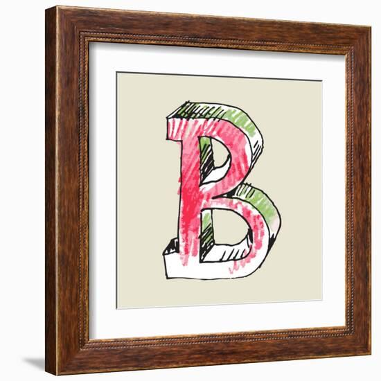 Crayon Alphabet, Hand Drawn Letter B-Andriy Zholudyev-Framed Art Print