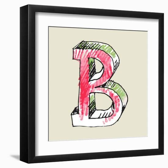 Crayon Alphabet, Hand Drawn Letter B-Andriy Zholudyev-Framed Art Print