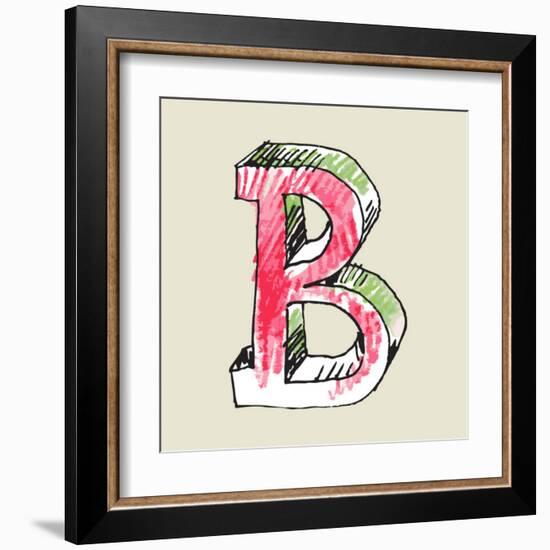Crayon Alphabet, Hand Drawn Letter B-Andriy Zholudyev-Framed Art Print