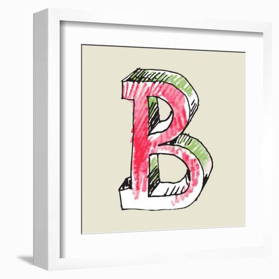 Crayon Alphabet, Hand Drawn Letter B-Andriy Zholudyev-Framed Art Print