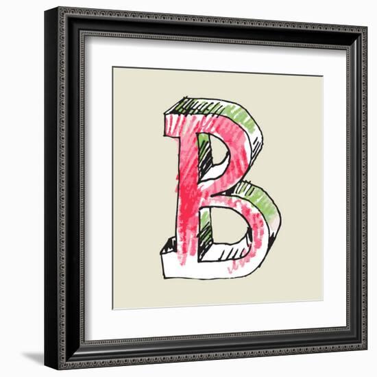 Crayon Alphabet, Hand Drawn Letter B-Andriy Zholudyev-Framed Art Print