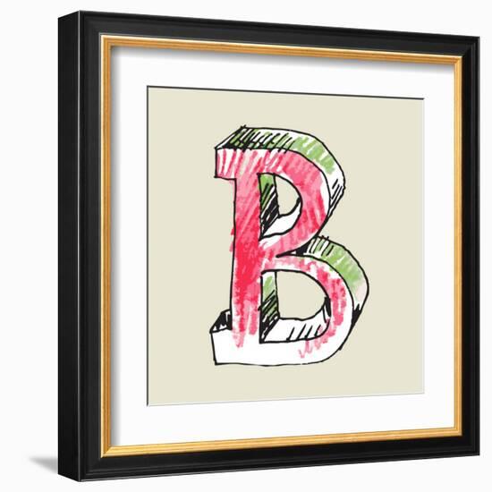 Crayon Alphabet, Hand Drawn Letter B-Andriy Zholudyev-Framed Art Print