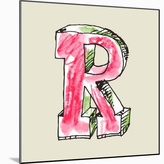 Crayon Alphabet, Hand Drawn Letter R-Andriy Zholudyev-Mounted Art Print