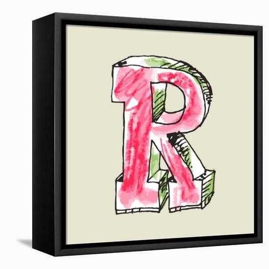 Crayon Alphabet, Hand Drawn Letter R-Andriy Zholudyev-Framed Stretched Canvas