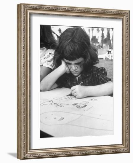 Crayon Artist Working at Her Drawing-Ed Clark-Framed Photographic Print