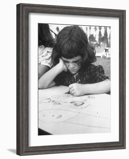 Crayon Artist Working at Her Drawing-Ed Clark-Framed Photographic Print