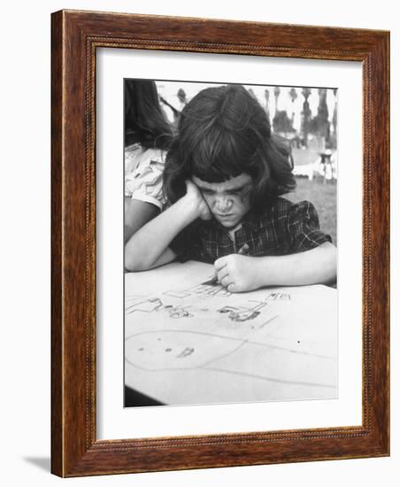 Crayon Artist Working at Her Drawing-Ed Clark-Framed Photographic Print