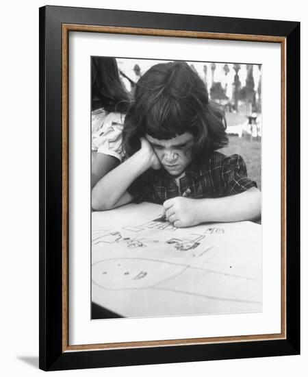 Crayon Artist Working at Her Drawing-Ed Clark-Framed Photographic Print