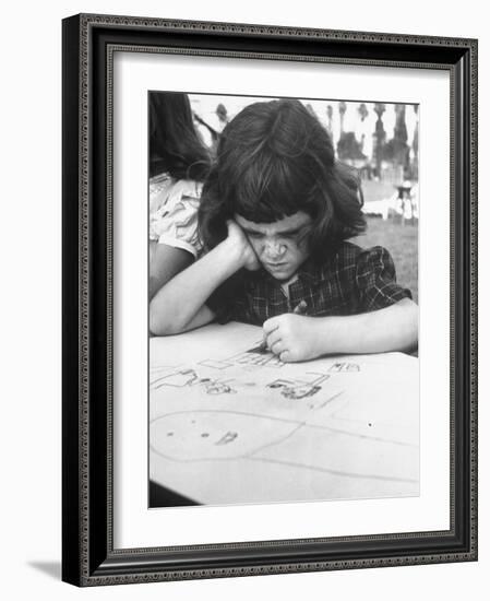 Crayon Artist Working at Her Drawing-Ed Clark-Framed Photographic Print