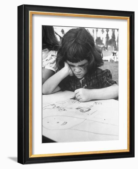 Crayon Artist Working at Her Drawing-Ed Clark-Framed Photographic Print