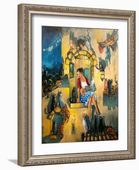 Crazy Cat Lady-Ronald West-Framed Art Print