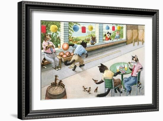 Crazy Cats at Bowling Alley-null-Framed Art Print