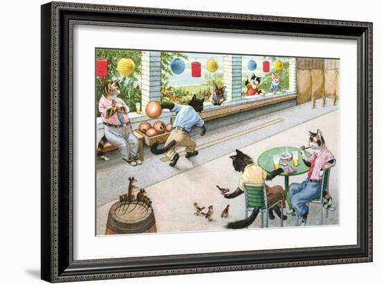 Crazy Cats at Bowling Alley-null-Framed Premium Giclee Print