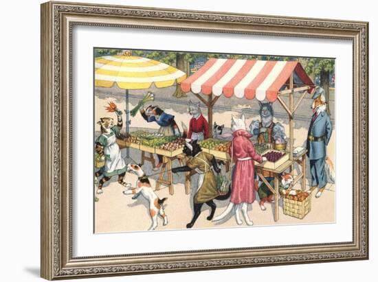 Crazy Cats at the Market-null-Framed Art Print