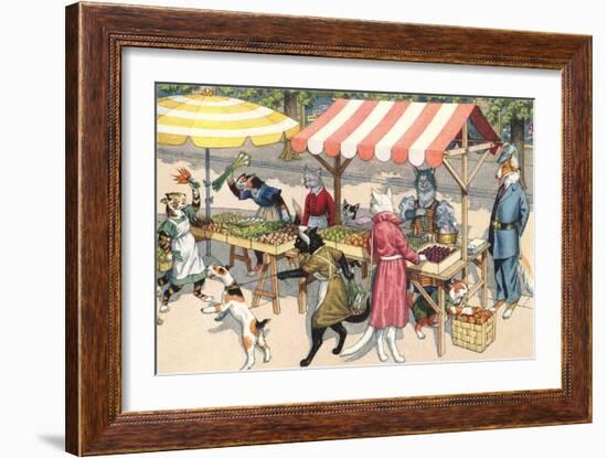 Crazy Cats at the Market-null-Framed Art Print