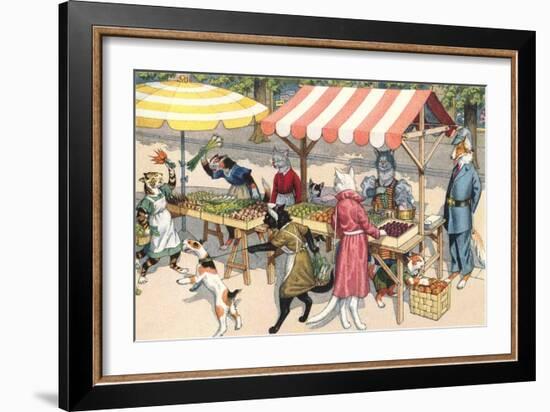 Crazy Cats at the Market-null-Framed Art Print