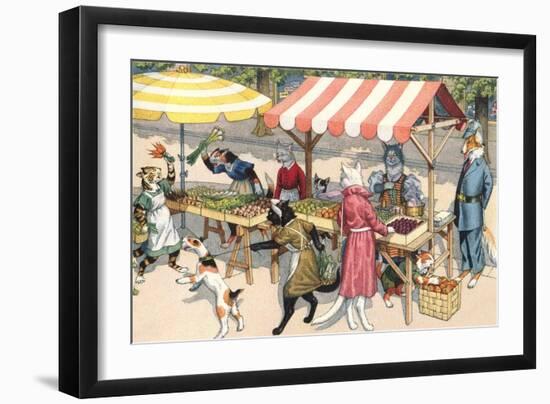 Crazy Cats at the Market-null-Framed Art Print