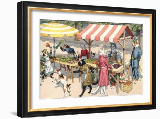 Crazy Cats at the Market-null-Framed Art Print