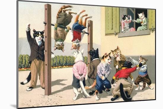 Crazy Cats at the Playground-null-Mounted Art Print