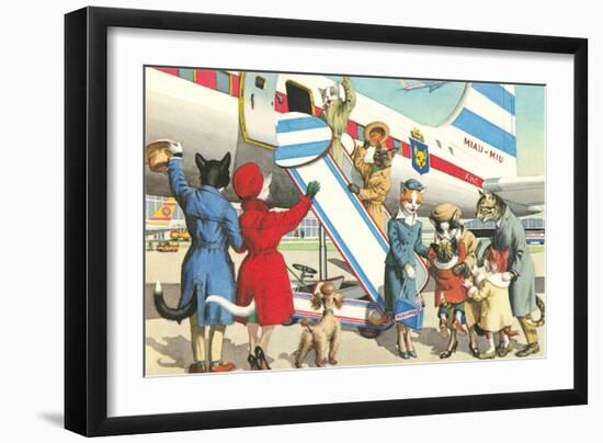 Crazy Cats Boarding Airplane-null-Framed Art Print