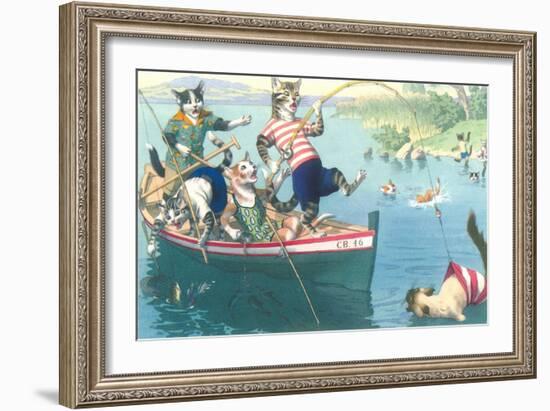 Crazy Cats Fishing-null-Framed Art Print