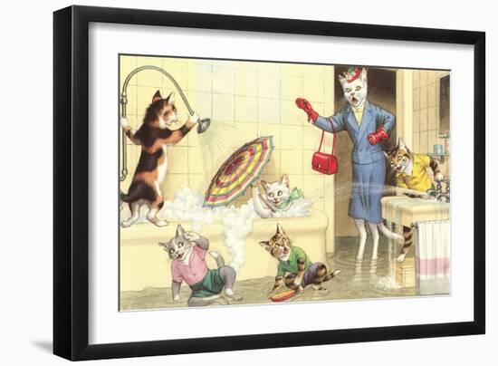 Crazy Cats in the Bathtub-null-Framed Art Print