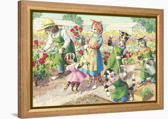 Crazy Cats in the Garden-null-Framed Stretched Canvas