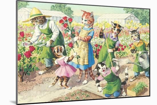 Crazy Cats in the Garden-null-Mounted Art Print