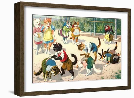 Crazy Cats on the Playground-null-Framed Art Print