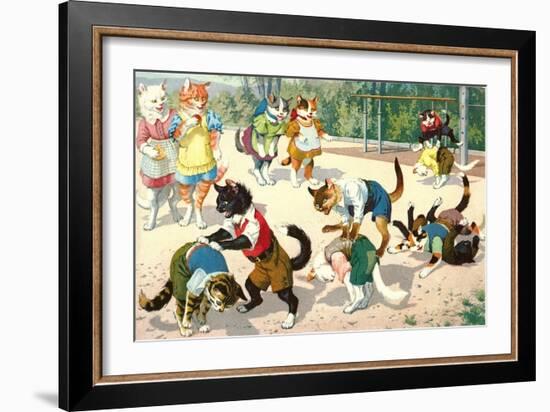 Crazy Cats on the Playground-null-Framed Art Print