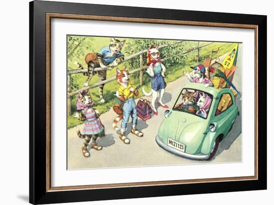 Crazy Cats on the Road-null-Framed Art Print