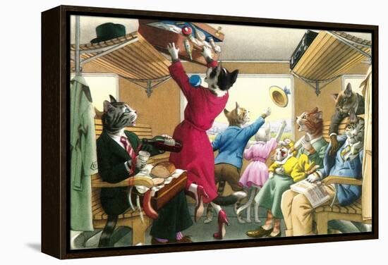 Crazy Cats on the Train-null-Framed Stretched Canvas