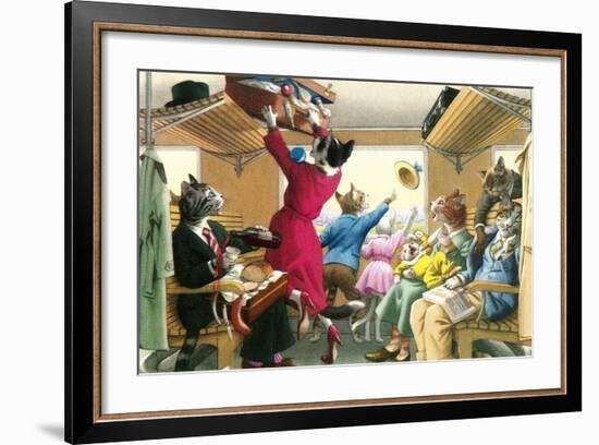 Crazy Cats on the Train-null-Framed Art Print