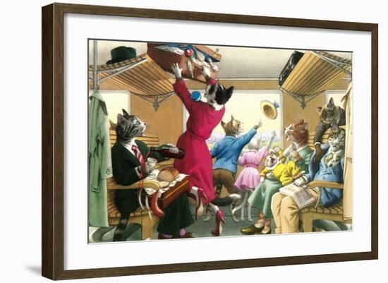 Crazy Cats on the Train-null-Framed Art Print