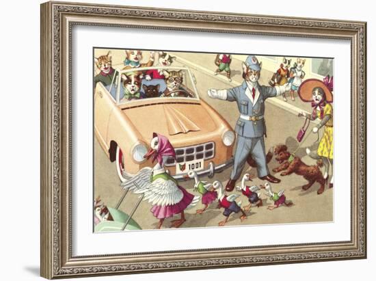 Crazy Cats Street Scene-null-Framed Art Print