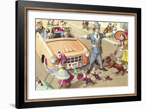 Crazy Cats Street Scene-null-Framed Art Print