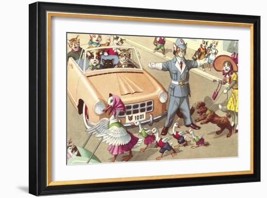 Crazy Cats Street Scene-null-Framed Art Print