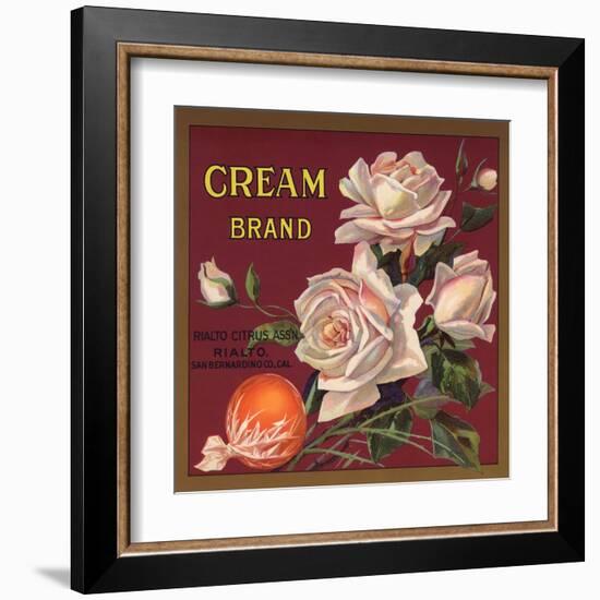 Cream Brand - Rialto, California - Citrus Crate Label-Lantern Press-Framed Art Print