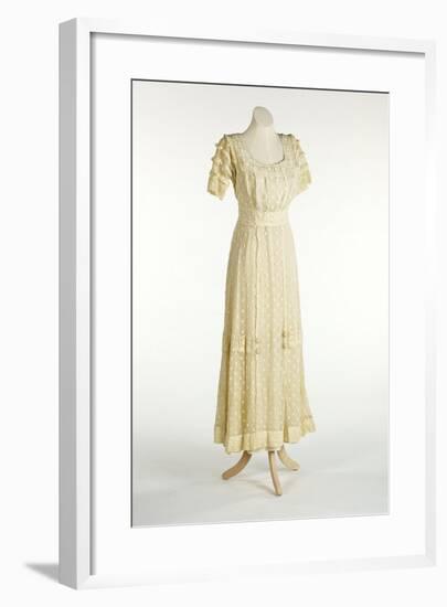 Cream Net Dress Decorated with Machine-Stitched Spot Design-null-Framed Giclee Print