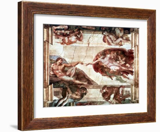 Creation of Adam, 1508-1512-Michelangelo Buonarroti-Framed Giclee Print