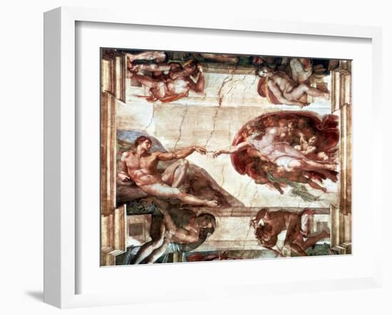 Creation of Adam, 1508-1512-Michelangelo Buonarroti-Framed Giclee Print