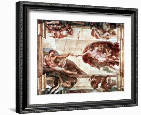 Creation of Adam, 1508-1512-Michelangelo Buonarroti-Framed Giclee Print